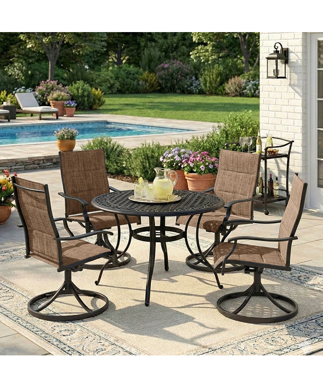 JONPONY Patio Swivel Dining Chairs Set of 2, Outdoor Dining Chairs 360°Swiwel with Steel Frame & Textilene Fabric, High Back Patio Dining Chairs