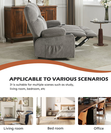 JONPONY Reclining Loveseat with Cup Holders for Living Room 2 Seat Manual Loveseat Recliner with Side Pocket,Grey