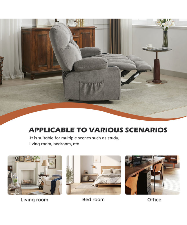 JONPONY Reclining Loveseat with Cup Holders for Living Room 2 Seat Manual Loveseat Recliner with Side Pocket,Grey