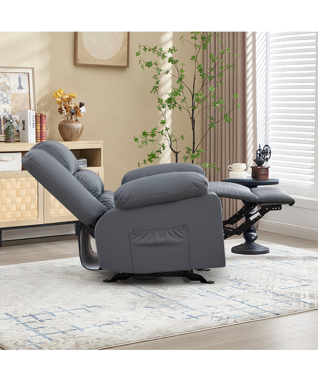 JONPONY Home Modern Comfort Reclining Chair,Elderly Single Rocker Sofa with Side Pocket for Bedroom Home Theater,Grey