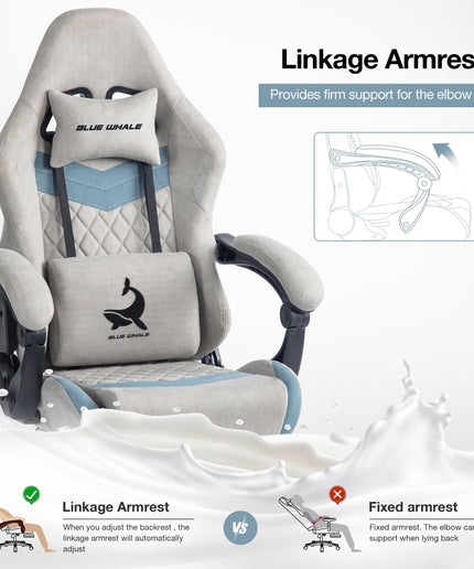 JONPONY Big and Tall Gaming Chair, Ergonomic Design, Gamer Chair PU Leather with Footrest and Lumbar Support, High Back Office Chair Support 8 Hours Long Sitting, Computer Chair,Grey