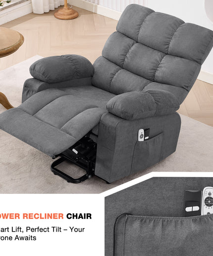 JONPONY Power Lift Recliner Chair Recliners for Elderly with Heat and Massage Recliner Chair for Living Room with Infinite Position and Side Pocket,USB Charge Port,Gray