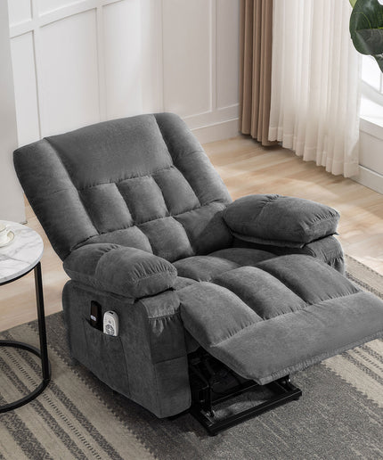JONPONY Power Lift Recliner Chair for Elderly with Heat and Massage, Lay Flat Assist Recliner with Side Pocket for Living Room，Grey