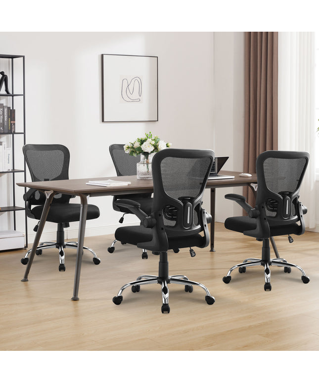 JONPONY Big and Tall Office Chair 400LBS，Ergonomic Office Chair, Task Chair, Comfort Desk Chair with Adjustable Lumbar Support and Flip up Arms, 400lb, Black