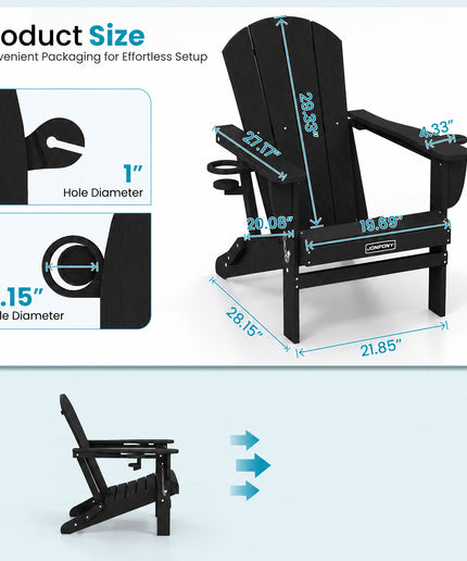 JONPONY Folding Adirondack Chair – Outdoor Patio & Backyard Seating