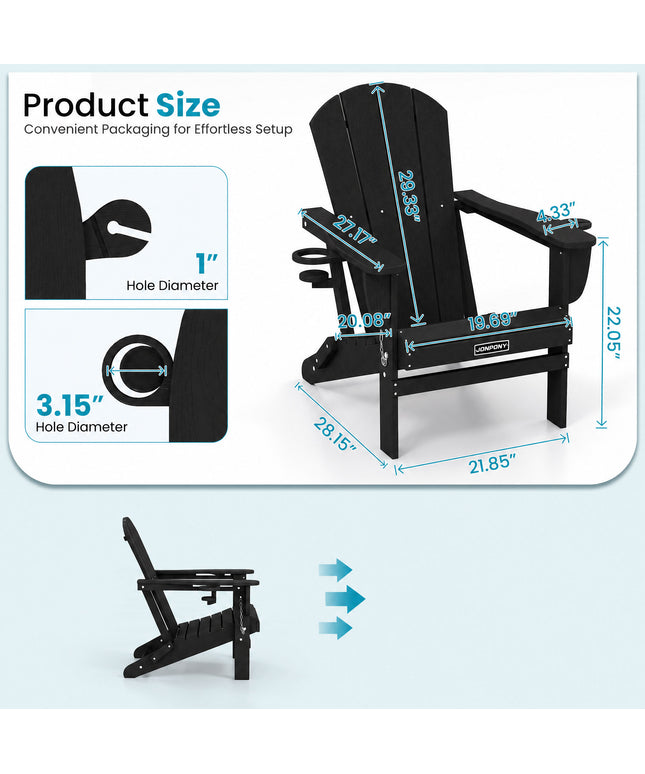 JONPONY Folding Adirondack Chair – Outdoor Patio & Backyard Seating
