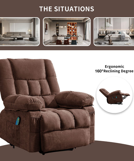 JONPONY Power Lift Recliner Chair Recliners for Elderly with Heat and Massage Recliner Chair for Living Room with Infinite Position and Side Pocket,USB Charge Port,Brown