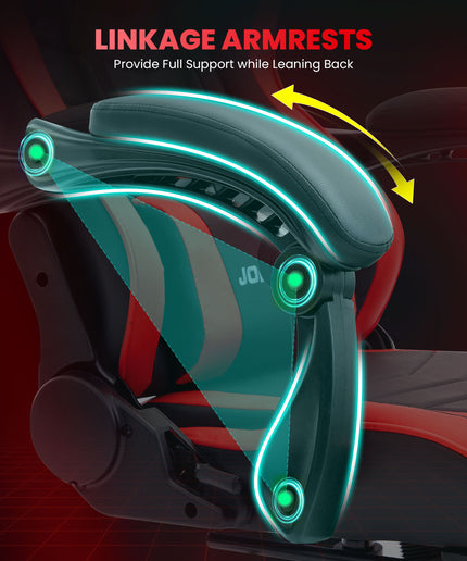 JONPONY 500LBS Big & Tall Gaming Chair, Ergonomic High-Back Gamer Chair with Footrest Lumbar Support, PU Leather Office Computer Chair for Long Sitting, Red