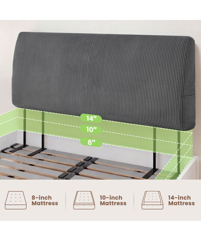 JONPONY Simple Upholstered Headboard for Queen Size Bed, Height Adjustable and Ergonomic Headboard,Easy Assemble, Sturdy and Durable,Grey