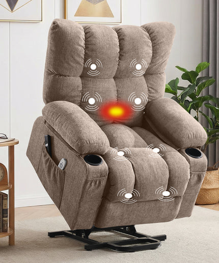 JONPONY Power Lift Recliner Chair Recliners for Elderly with Heat and Massage Recliner Chair for Living Room with Infinite Position and Side Pocket,USB Charge Port,Grey