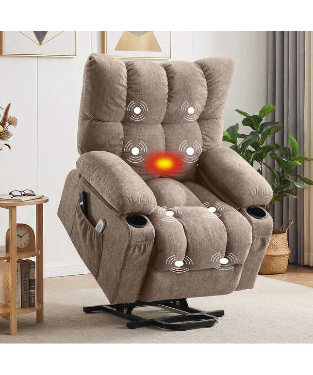 JONPONY Power Lift Recliner Chair Recliners for Elderly with Heat and Massage Recliner Chair for Living Room with Infinite Position and Side Pocket,USB Charge Port,Grey