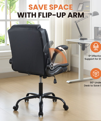 JONPONY Wide Ergonomic Office Chair – 300lbs, High Back Leather, Adjustable Lumbar & Comfortable Desk Chair