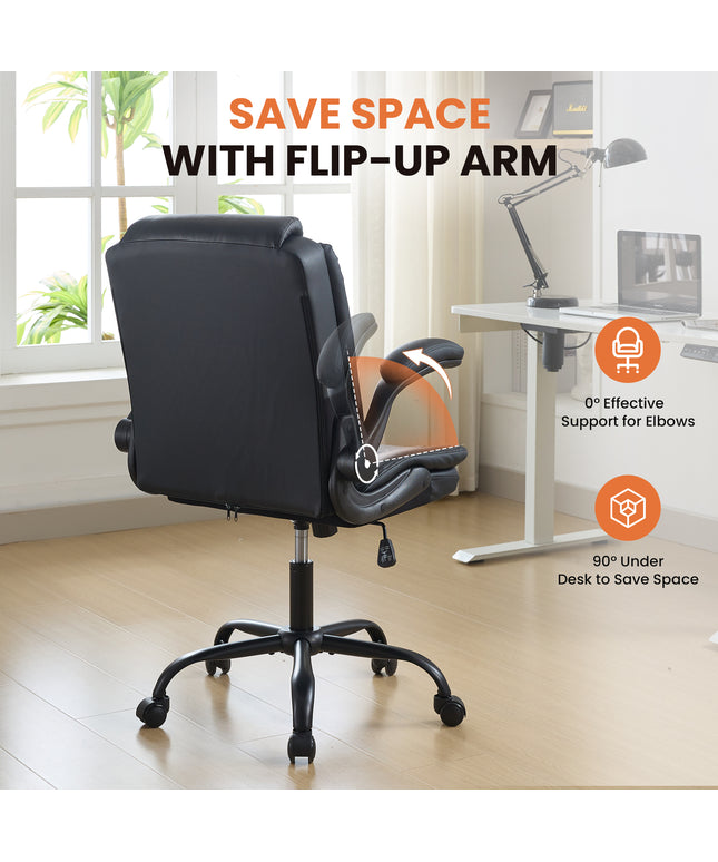 JONPONY Wide Ergonomic Office Chair – 300lbs, High Back Leather, Adjustable Lumbar & Comfortable Desk Chair
