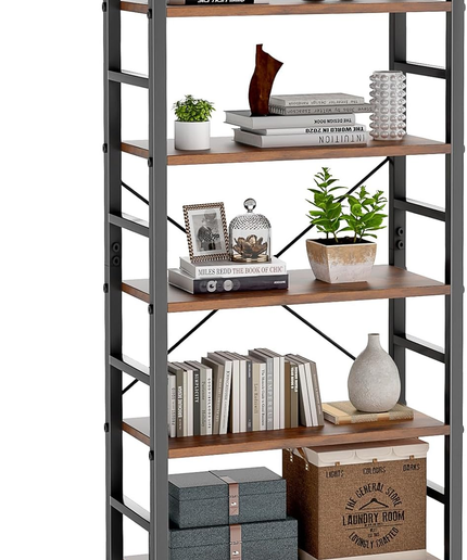 JONPONY 5 Tiers Bookshelf, Classical Book Shelf, Tall Display Shelves in Living Room/Home/Office, Storage Organizer for CDs/Books/Movies