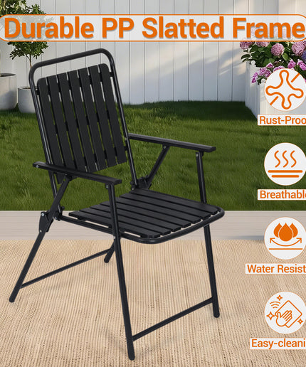 Jonpony 3 Pieces Patio Furniture Set, Bistro Table and Foldable Chairs, Waterproof Patio Furniture Folding Set, All-Weather outdoor table and chairs, Balcony Furniture for Porch, Yard, Garden, Black, Brown