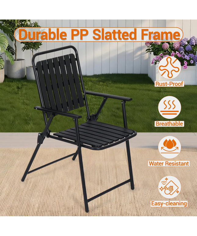 Jonpony 3 Pieces Patio Furniture Set, Bistro Table and Foldable Chairs, Waterproof Patio Furniture Folding Set, All-Weather outdoor table and chairs, Balcony Furniture for Porch, Yard, Garden, Black, Brown
