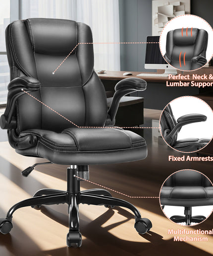 JONPONY Big and Tall Office Chair 400LBS Wide Seat Ergonomic Computer Desk Chair High Back Executive Leather Chair Adjustable Task Chair Lumbar Back Support 8 Hours Heavy Duty Design