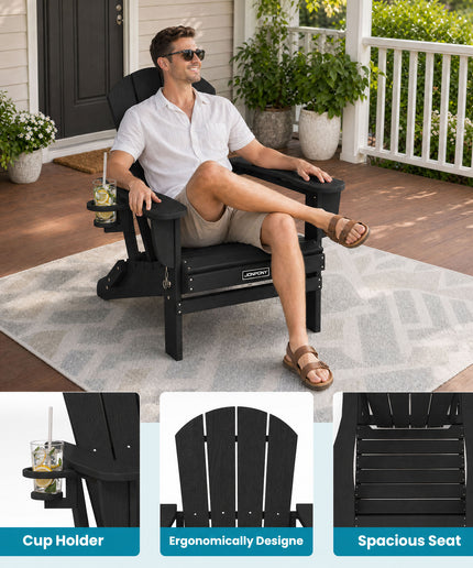 JONPONY Folding Adirondack Chair – Outdoor Patio & Backyard Seating