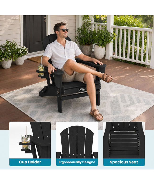JONPONY Folding Adirondack Chair – Outdoor Patio & Backyard Seating