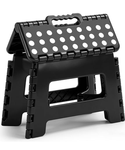 JONPONY Folding Step Stool - 9"Lightweight Step Stool is Sturdy Enough to Support and Safe Enough. Opens Easy with One Flip. Great for Kitchen, Bathroom, Bedroom