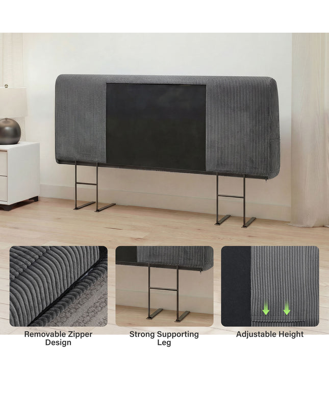 JONPONY Simple Upholstered Headboard for Queen Size Bed, Height Adjustable and Ergonomic Headboard,Easy Assemble, Sturdy and Durable,Grey