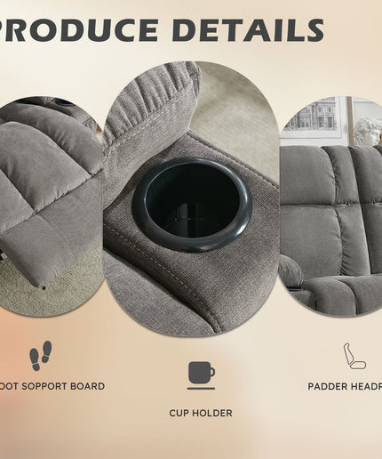 JONPONY Reclining Loveseat with Cup Holders for Living Room 2 Seat Manual Loveseat Recliner with Side Pocket,Grey