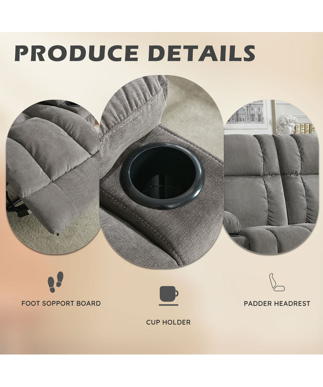 JONPONY Reclining Loveseat with Cup Holders for Living Room 2 Seat Manual Loveseat Recliner with Side Pocket,Grey