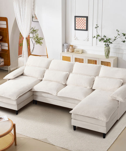 Jonpony 107.5" U-Shaped 4-Seater Sectional Sofa – Convertible, Double Chaise, Memory Foam