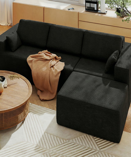 JONPONY L-Shape Sofa Couch,Cloud Sofa Couch No Assembly Boneless Deep Seat Sofa for Living Room