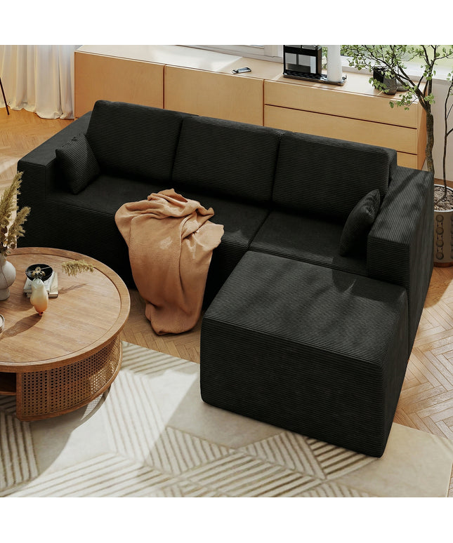 JONPONY L-Shape Sofa Couch,Cloud Sofa Couch No Assembly Boneless Deep Seat Sofa for Living Room