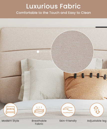 JONPONY Tufted Upholstered Headboard Queen Size, Solid Wood Head Board with Durable Metal Legs, Adjustable Height Bed headboard from 37” to 58” Fabric Headboard in Modern Button Design, Black