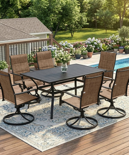 JONPONY Patio Swivel Dining Chairs Set of 2, Outdoor Dining Chairs 360°Swiwel with Steel Frame & Textilene Fabric, High Back Patio Dining Chairs