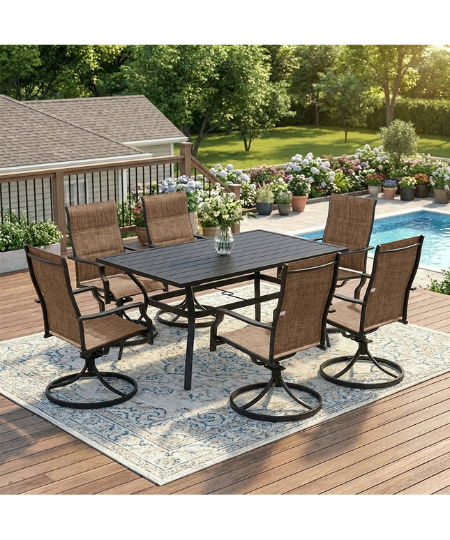 JONPONY Patio Swivel Dining Chairs Set of 2, Outdoor Dining Chairs 360°Swiwel with Steel Frame & Textilene Fabric, High Back Patio Dining Chairs