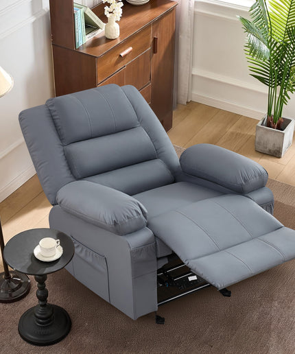 JONPONY Home Modern Comfort Reclining Chair,Elderly Single Rocker Sofa with Side Pocket for Bedroom Home Theater,Grey