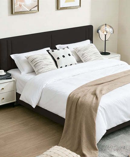 JONPONY Upholstered Full Headboard,Solid Wood Head Board with Linen Fabric,Adjustable Height Headboard from 37" to 51",Bed Frame Adapters,Headboard Only