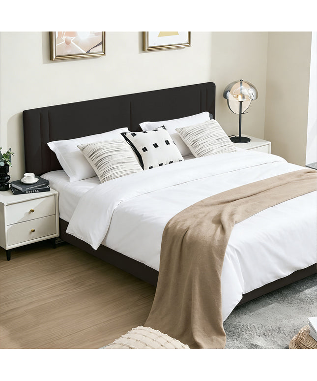 JONPONY Upholstered Full Headboard,Solid Wood Head Board with Linen Fabric,Adjustable Height Headboard from 37" to 51",Bed Frame Adapters,Headboard Only