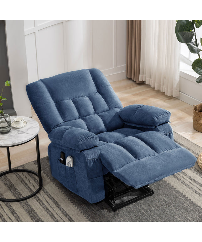 JONPONY Power Lift Recliner Chair for Elderly with Heat and Massage, Lay Flat Assist Recliner with Side Pocket for Living Room，Grey