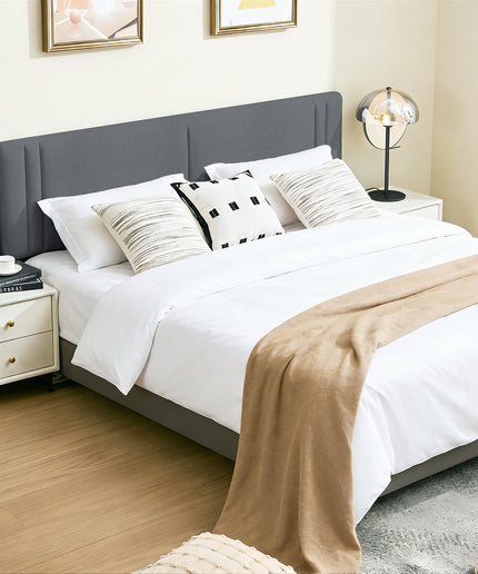 JONPONY Upholstered Full Headboard,Solid Wood Head Board with Linen Fabric,Adjustable Height Headboard from 37" to 51",Bed Frame Adapters,Headboard Only