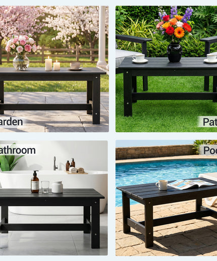 Jonpony Outdoor Coffee Table, Rectangle Patio Coffee Table, All-Weather Side Table for Balcony, Poolside, Deck, Garden, 37.7''L x 20.8''D x 17.7''H