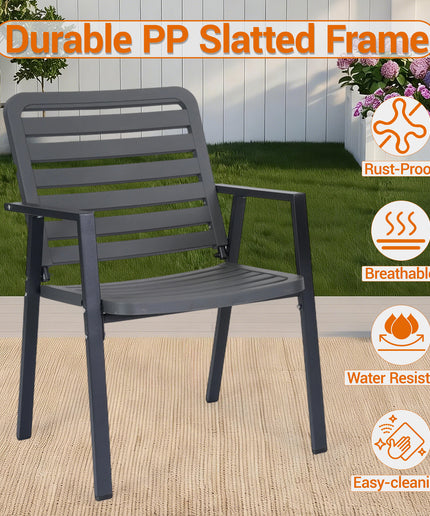 Jonpony 3 Pieces Bistro Table and Chairs, Waterproof Patio Furniture Set, All-Weather Outdoor Table and Chairs, Balcony Furniture for Porch, Yard, Garden, Grey