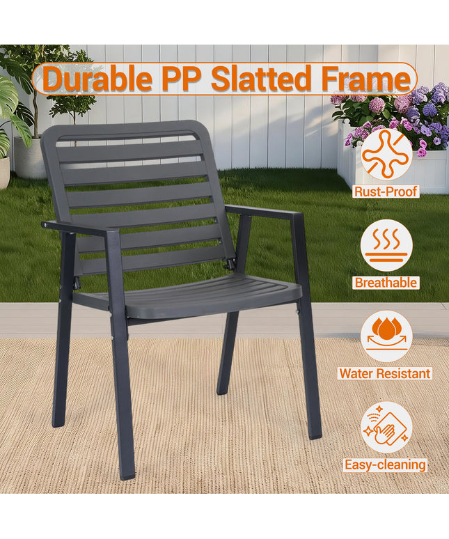 Jonpony 3 Pieces Bistro Table and Chairs, Waterproof Patio Furniture Set, All-Weather Outdoor Table and Chairs, Balcony Furniture for Porch, Yard, Garden, Grey