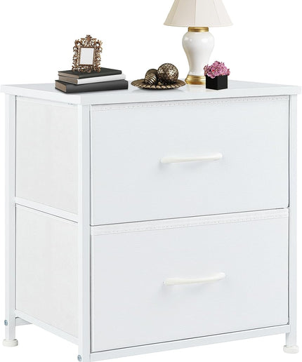 JONPONY Nightstand Small Dresser with 2 Fabric Drawers Side Tables Bedroom End Table Bedside Storage Furniture for 20 inch Tall Night Stand for Entryway, College Dorm, Classic Black