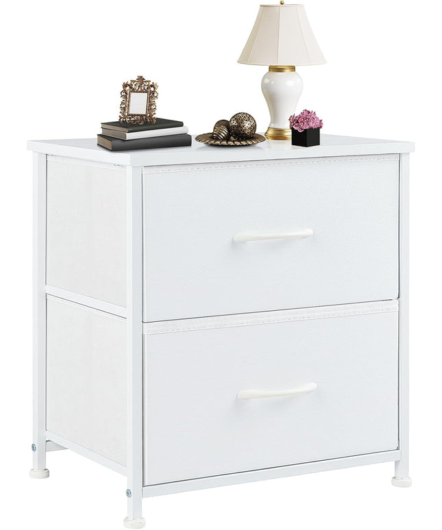 JONPONY Nightstand Small Dresser with 2 Fabric Drawers Side Tables Bedroom End Table Bedside Storage Furniture for 20 inch Tall Night Stand for Entryway, College Dorm, Classic Black