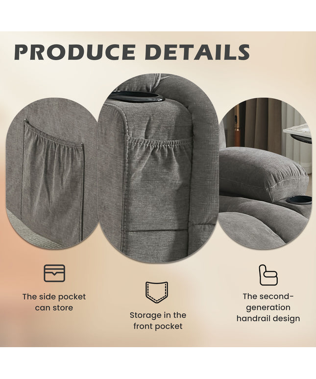 JONPONY Reclining Loveseat with Cup Holders for Living Room 2 Seat Manual Loveseat Recliner with Side Pocket,Grey