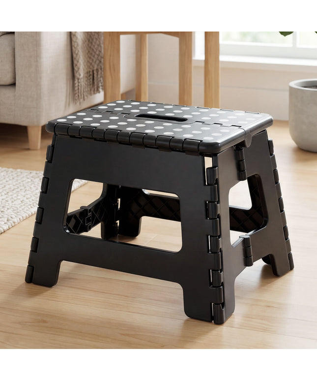 JONPONY Folding Step Stool - 9"Lightweight Step Stool is Sturdy Enough to Support and Safe Enough. Opens Easy with One Flip. Great for Kitchen, Bathroom, Bedroom