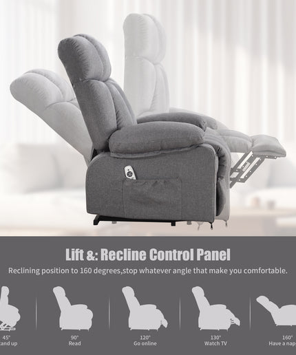 JONPONY Power Lift Recliner Chair Recliners for Elderly with Heat and Massage Recliner Chair for Living Room with Infinite Position and Side Pocket,USB Charge Port,Grey
