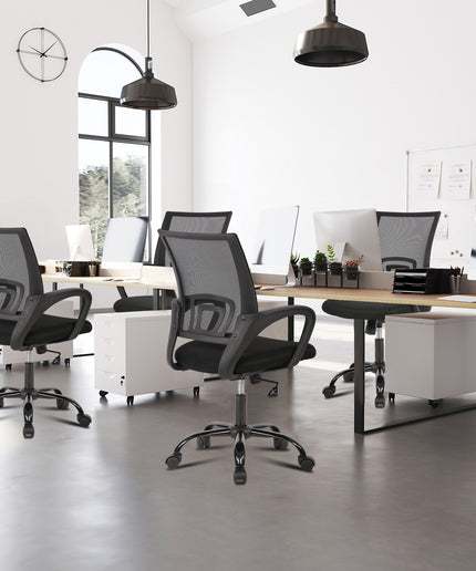 JONPONY Ergonomic Office Chair, Lumbar Support, Adjustable Height with Armrests for Adults,Black