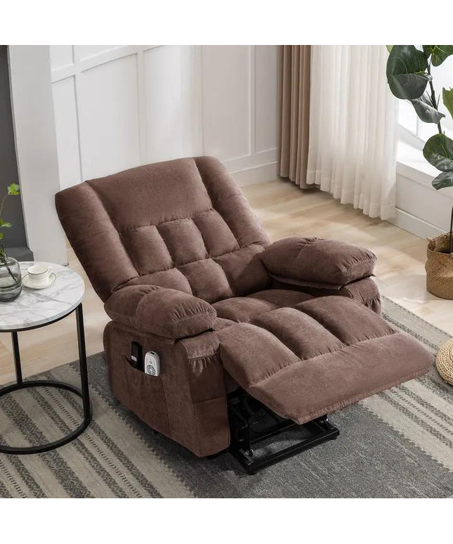 JONPONY Power Lift Recliner Chair for Elderly with Heat and Massage, Lay Flat Assist Recliner with Side Pocket for Living Room，Grey