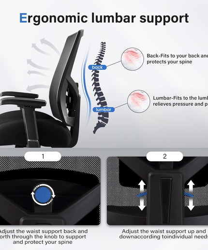 JONPONY 500LBS Drafting Chair, Heavy Duty Office Chair with Adjustable Lumbar Support & Footrest Ring, Comfy Extra Deep Thicken Cushion, Breathable Mesh Standing High Desk Chair with 4D Armrests