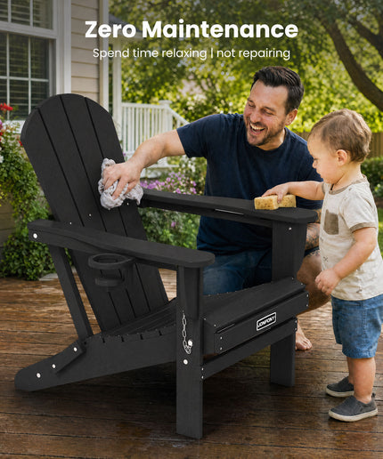 JONPONY Folding Adirondack Chair – Outdoor Patio & Backyard Seating